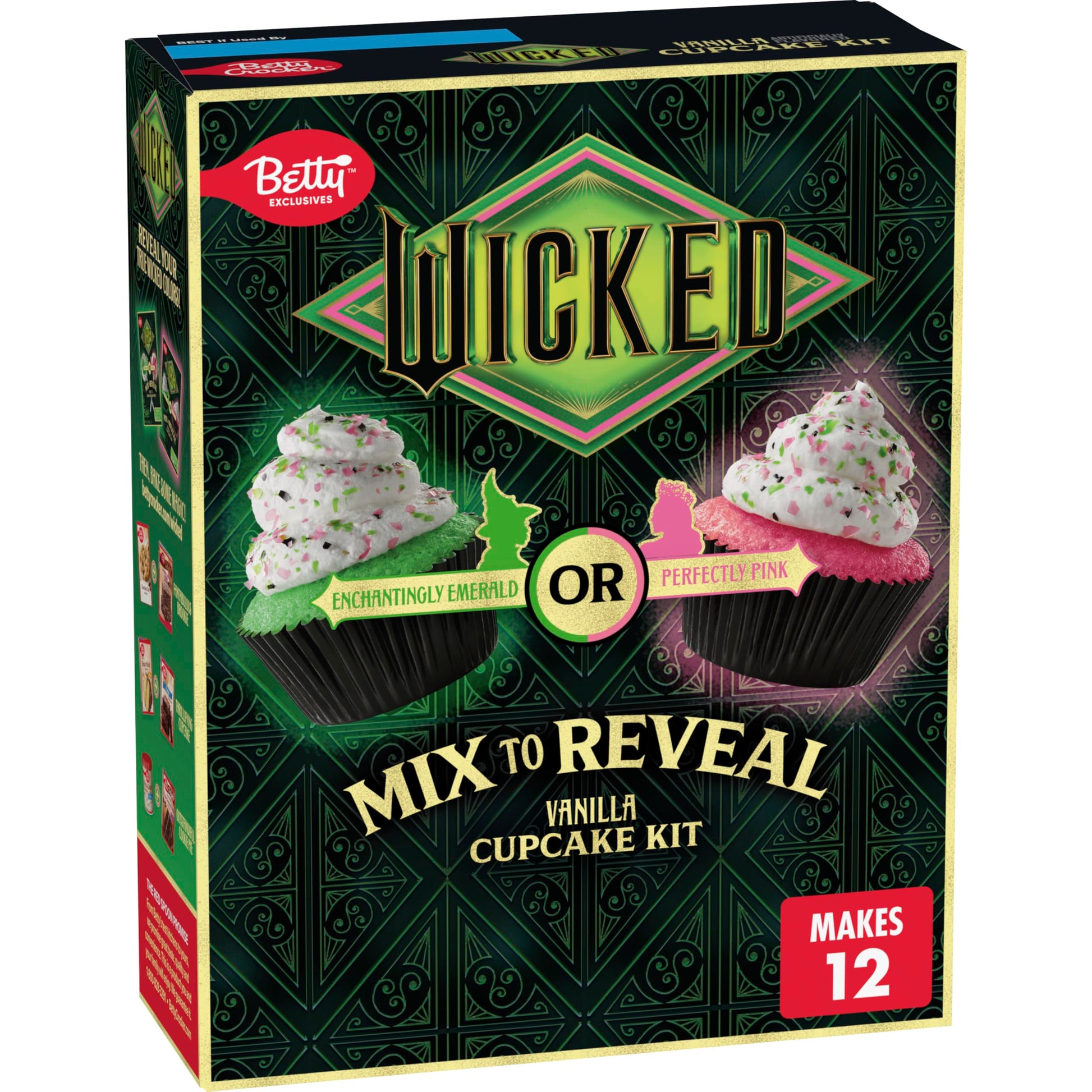 Betty Crocker Wicked Cupcake Kit, Color Changing Baking Kit, Vanilla Flavored, Makes 12 Cupcakes, 11.4 oz