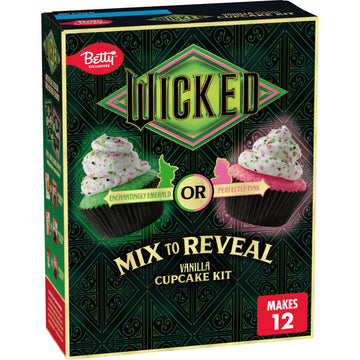 Betty Crocker Wicked Cupcake Kit, Color Changing Baking Kit, Vanilla Flavored, Makes 12 Cupcakes, 11.4 oz