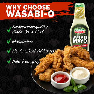 Wasabi Mayo by Wasabi-O - Spicy Japanese Mayo - Smooth & Zesty - Organic & Fat Free Mayo - Perfect for Sushi, Burgers, Dipping -