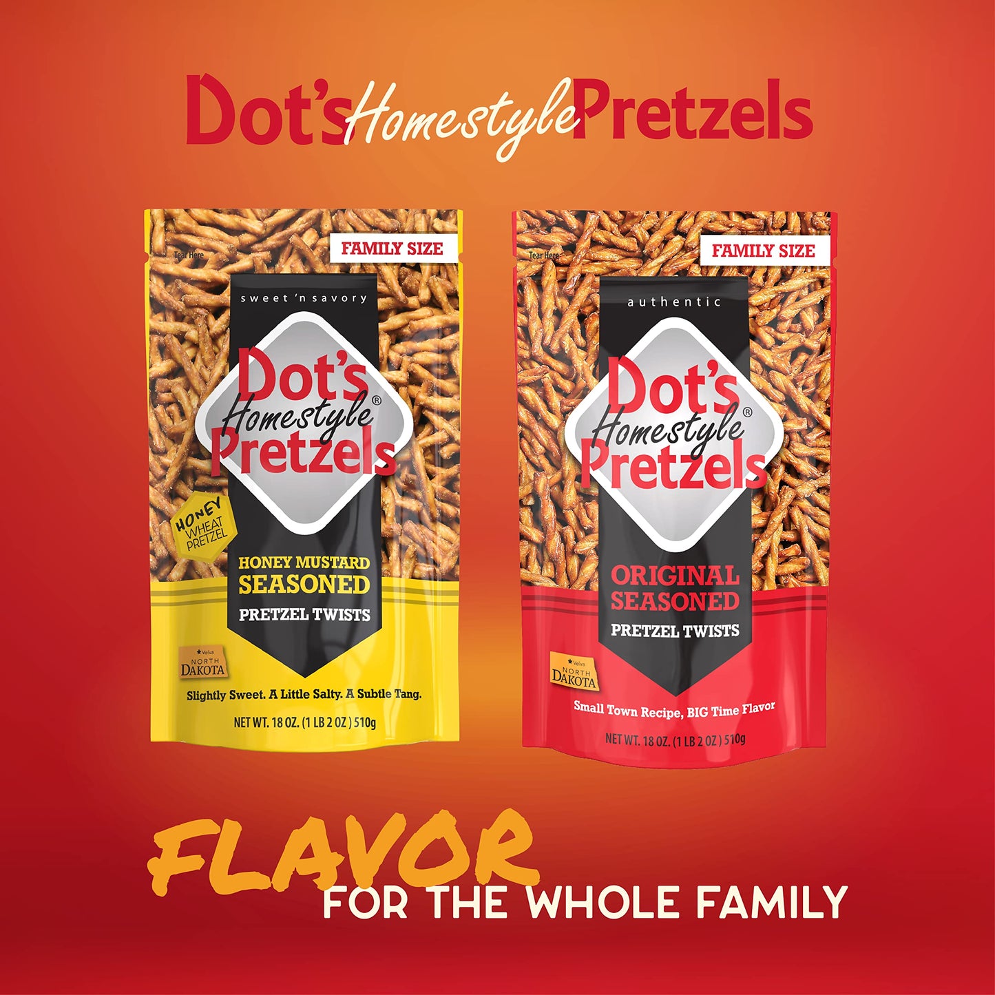 Dot'S Homestyle Pretzels 18 Ounce Family Size Honey Mustard & Original Seasoned Pretzel Twists Variety Pack (2 Pack)