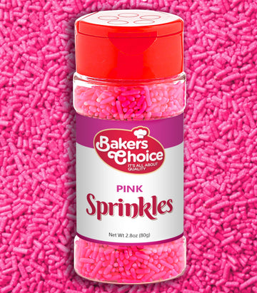 Bakers Choice Pink Sprinkles For Baking - Jimmies Sprinkles For Ice Cream Toppings - Dairy Free, Kosher 2.8 Oz