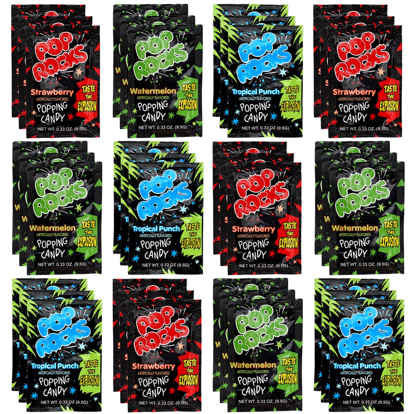 The Hampton Candy Company Pop Rocks Candy 36 Pack, 12 Flavors Of Each - Watermelon, Strawberry, Tropical Punch