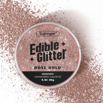 (10g) Rose Gold Edible Glitter for Cocktails, Drinks, Cakes - Girls Pink Luster Dust Edible Bulk - 100% Food Safe Cake Glitter D