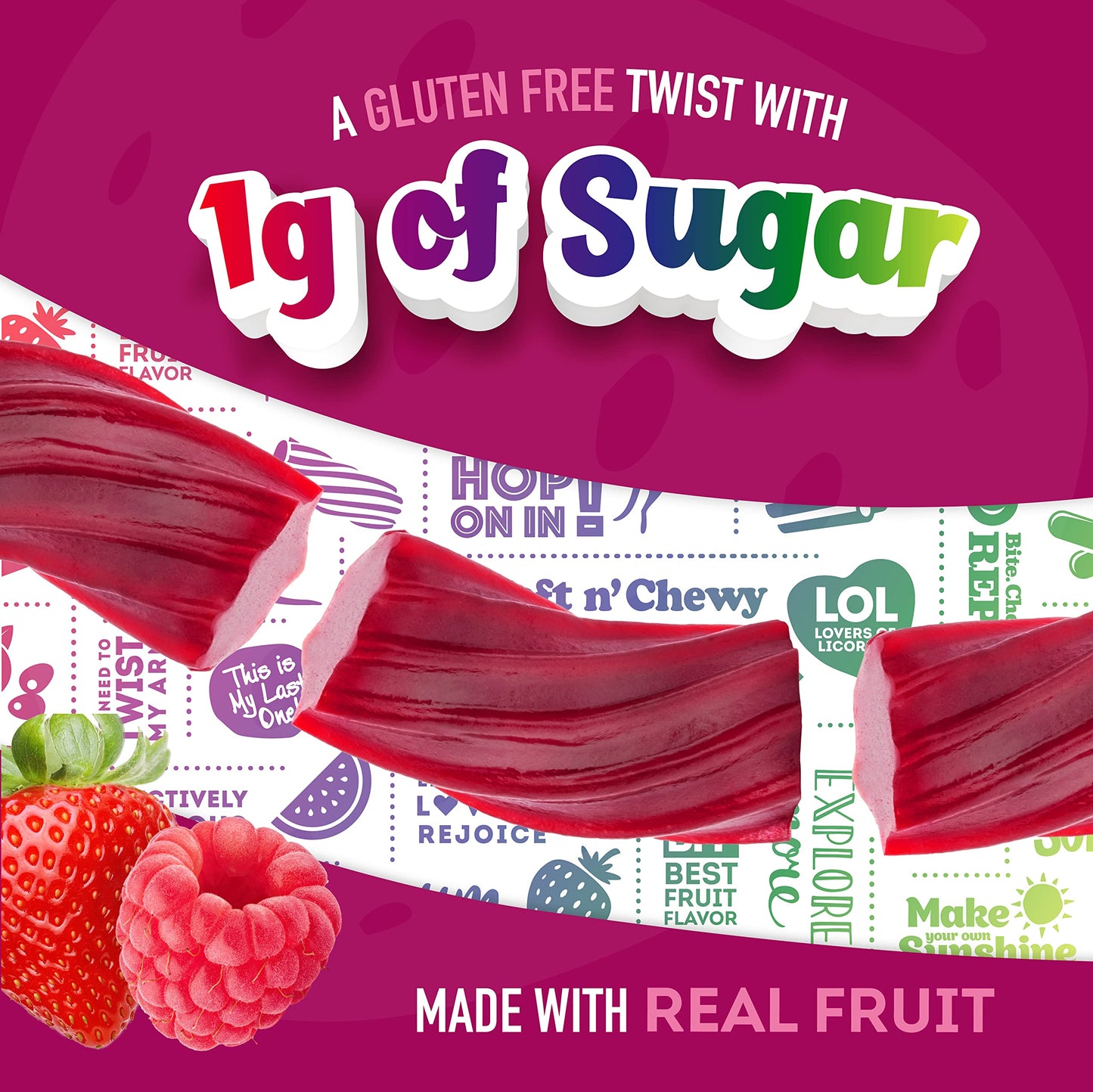 Wiley Wallaby 5.5 Ounce Very Berry Low Sugar Gluten Free Gourmet Australian Style Soft & Chewy Licorice Candy Twists (5.5 Ounce