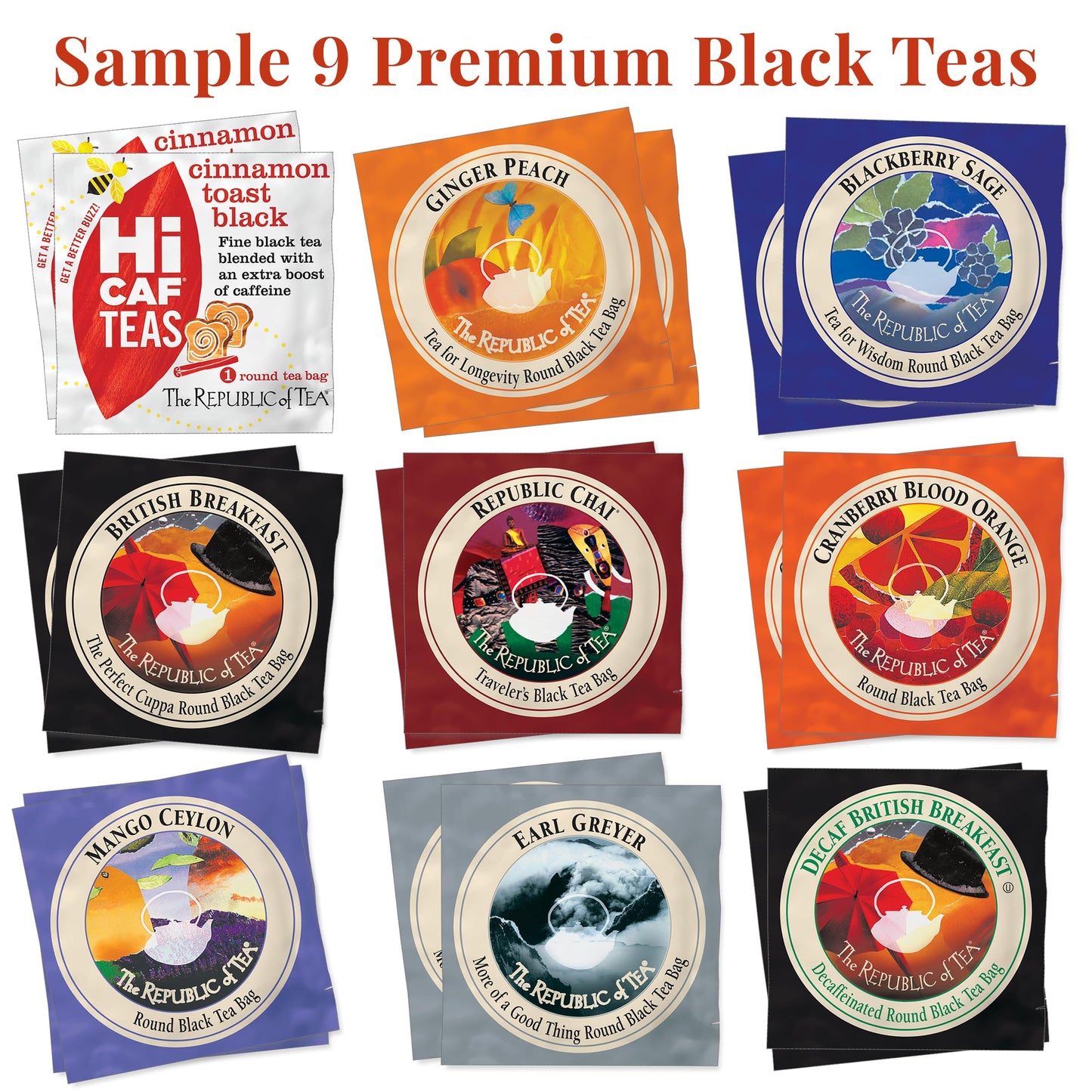 The Republic of Tea Premium Assortment of Teas & Herbs, 40 Individually Wrapped Tea Bags, 50 Count