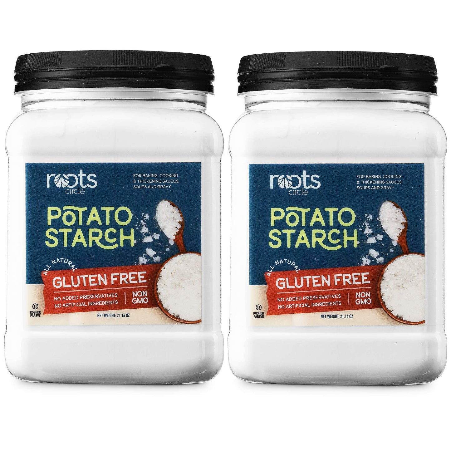 Roots Circle Gluten-Free Potato Starch | 2 Pack Of 21Oz Jars | No Preservatives Or Artificial Ingredients | Kosher For Passover