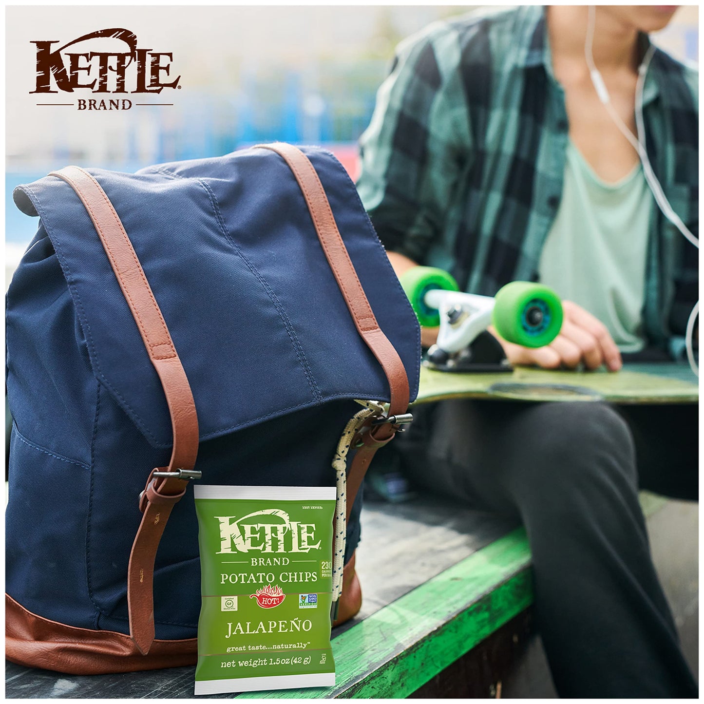 Kettle Brand Potato Chips, Jalapeno Kettle Chips, Snack Bag, 1.5 Oz (Pack Of 24)