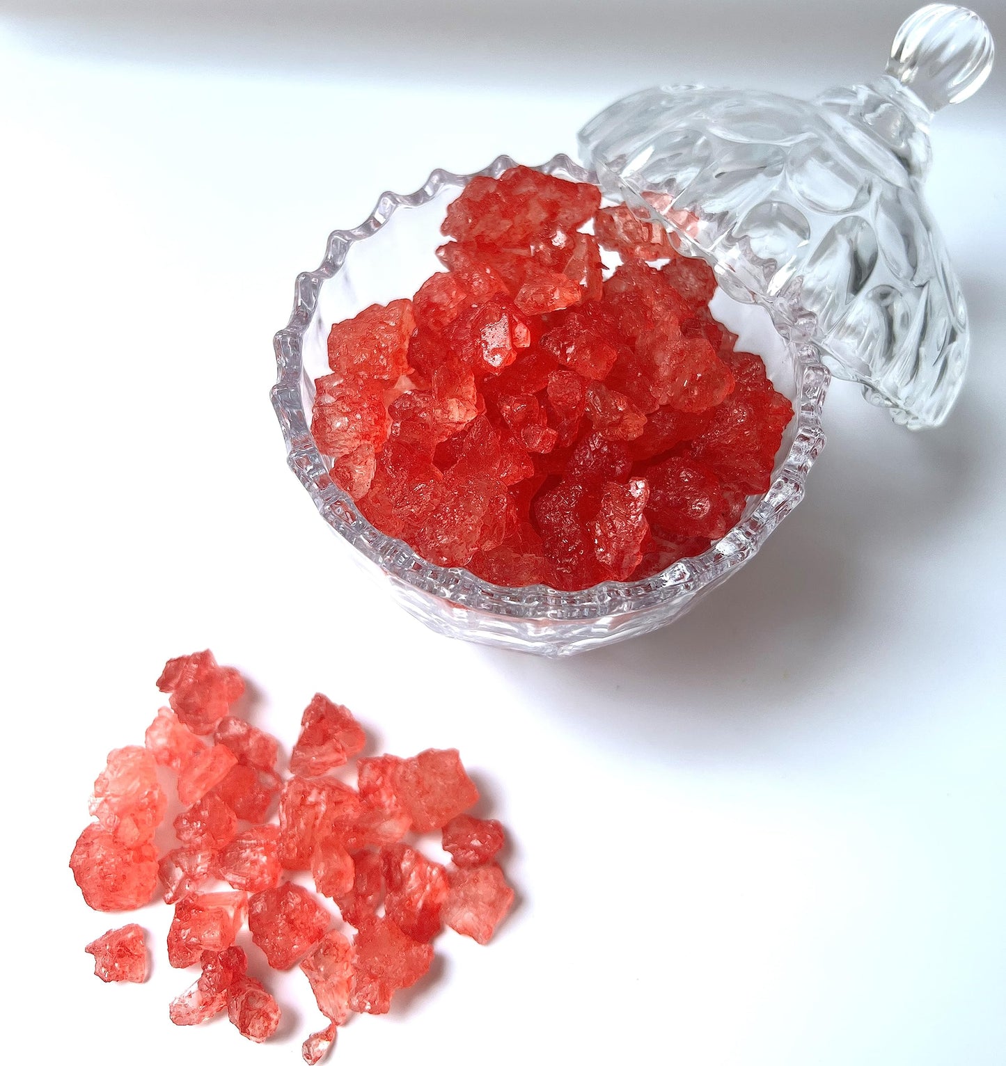 SweetGlob Large Rock Sugar Candy Gems, Red Strawberry Flavor, 16 Ounce Pack