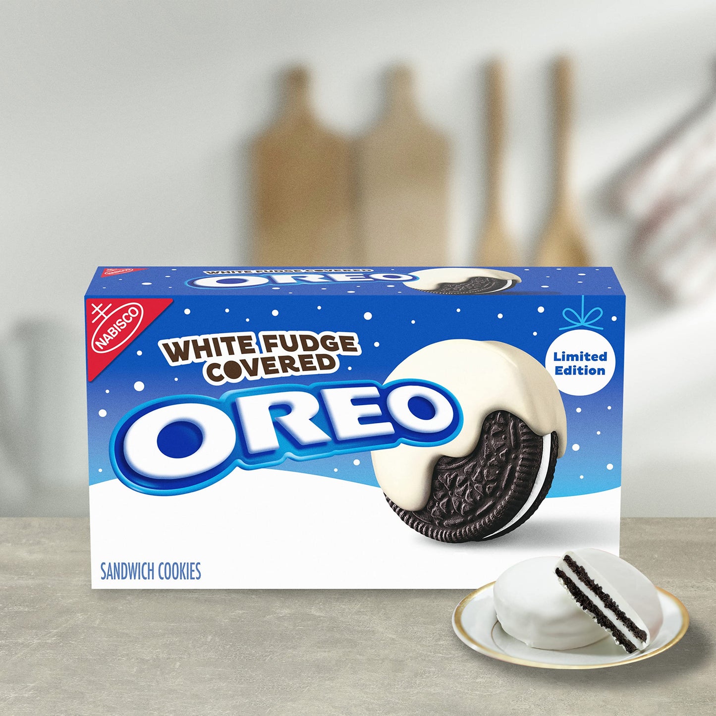 OREO White Fudge Covered Chocolate Sandwich Cookies  Limited Edition Holiday Cookies  8.5 oz
