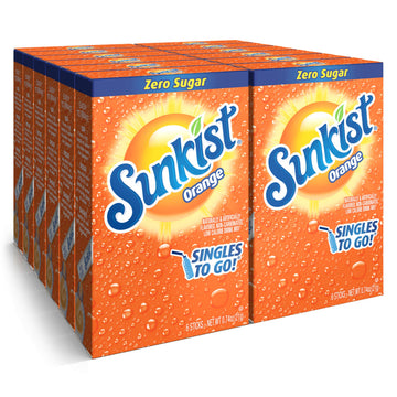 SINGLES TO GO! Sunkist Soda Orange Drink Mix, 12 Boxes with 6 Packets Each, 72 Total Servings, 0.74 Ounce (Pack of 12