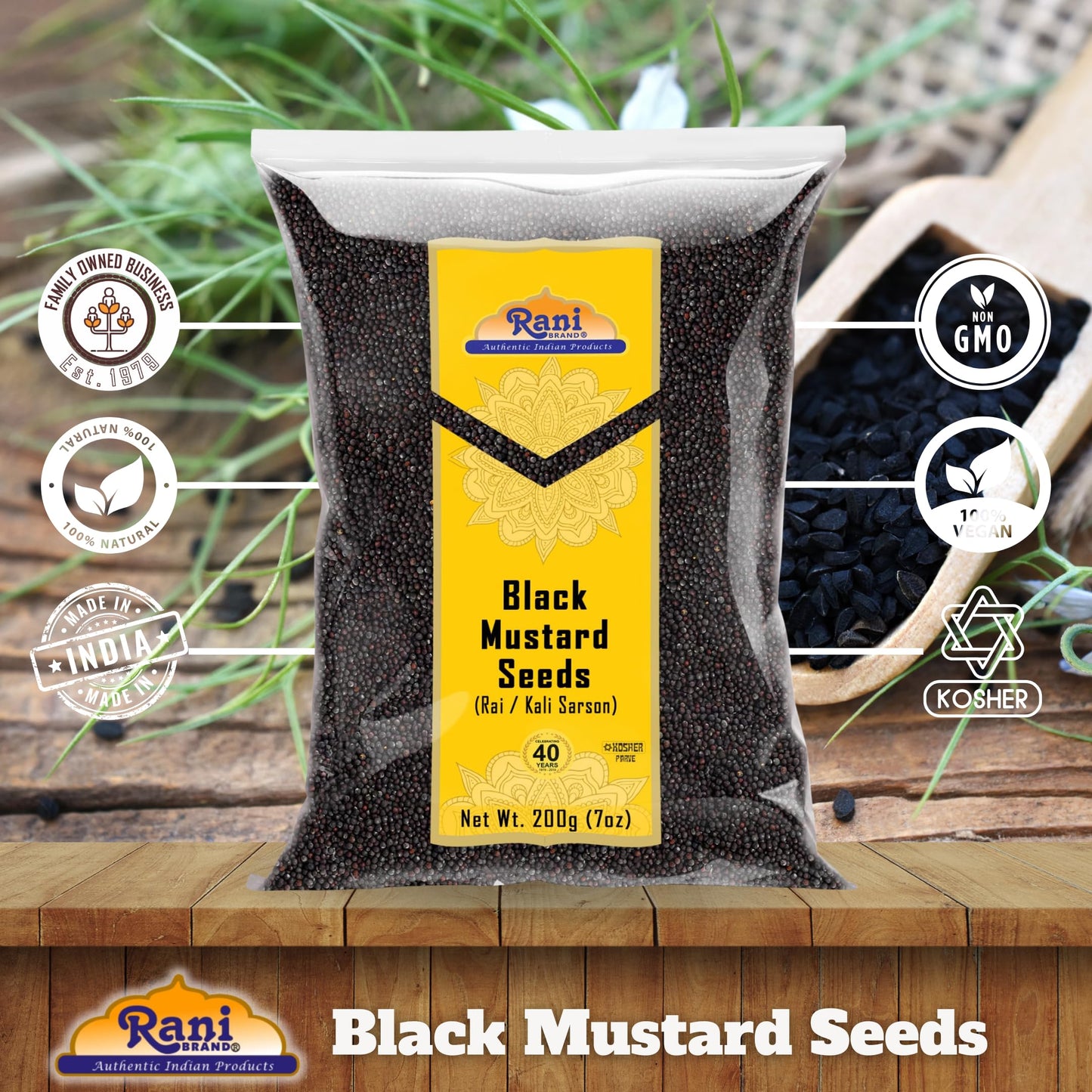 Rani Black Mustard Seeds Whole Spice (Kali Rai) 7Oz (200G) ~ All Natural | Gluten Friendly | Non-Gmo | Vegan | Indian Origin
