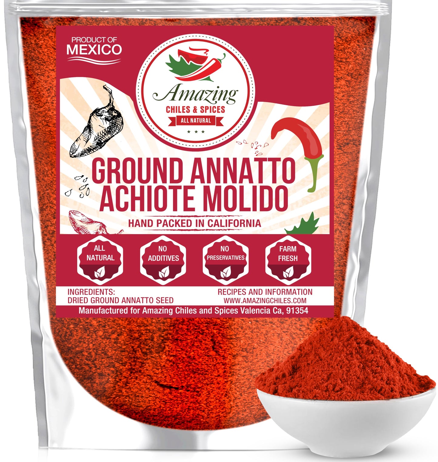 Achiote Powder – Ground Annatto Seeds 8Oz Great For Adding Color And Mild Flavor In Soup, Stews, Meats And Mexican Recipes