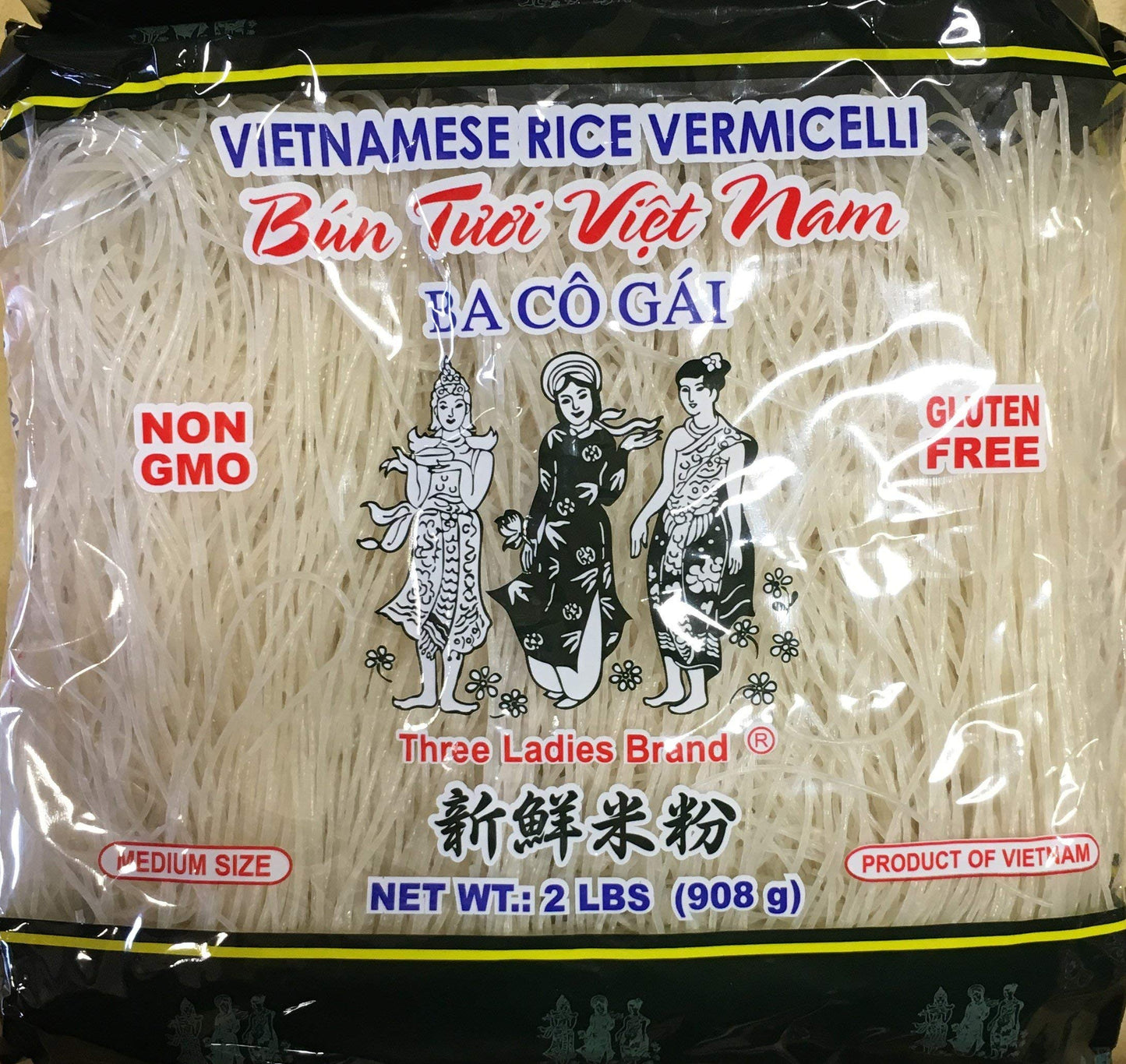 Vietnamese Rice Stick(vermicelli) Three Ladies Brand 2lbs - PACK OF 5