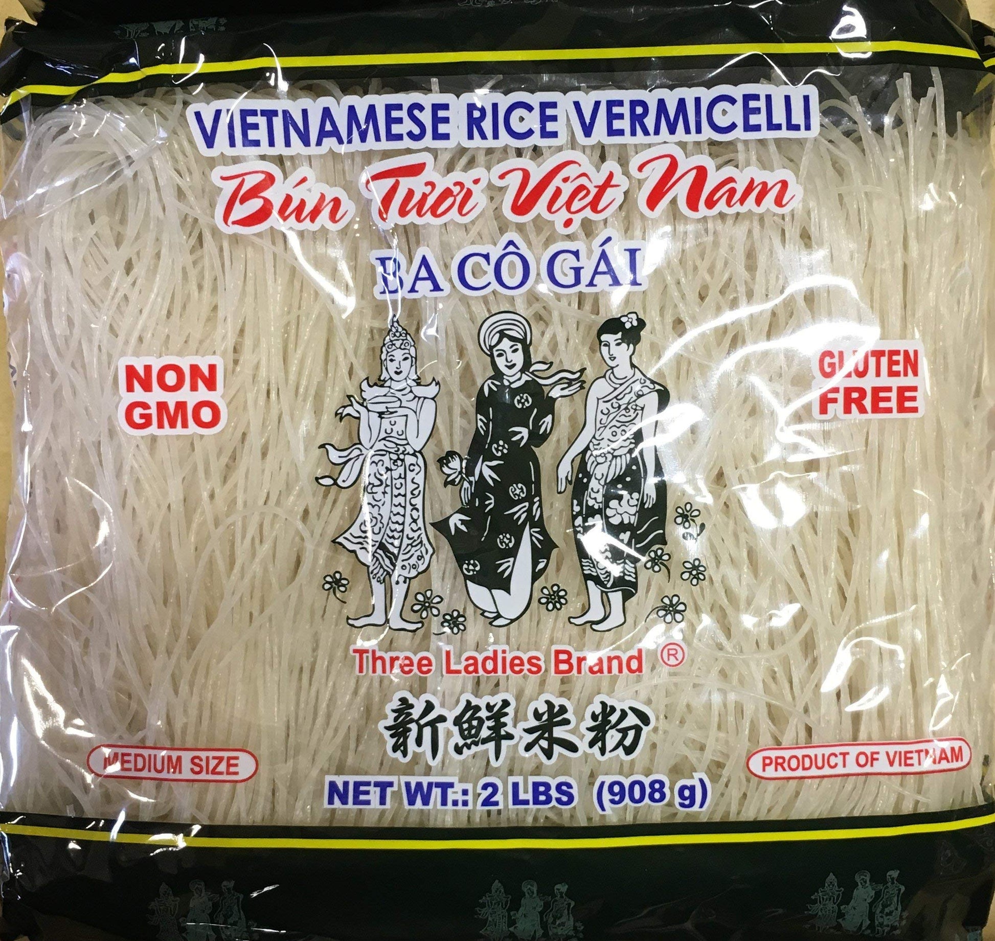 Vietnamese Rice Stick(vermicelli) Three Ladies Brand 2lbs - PACK OF 5