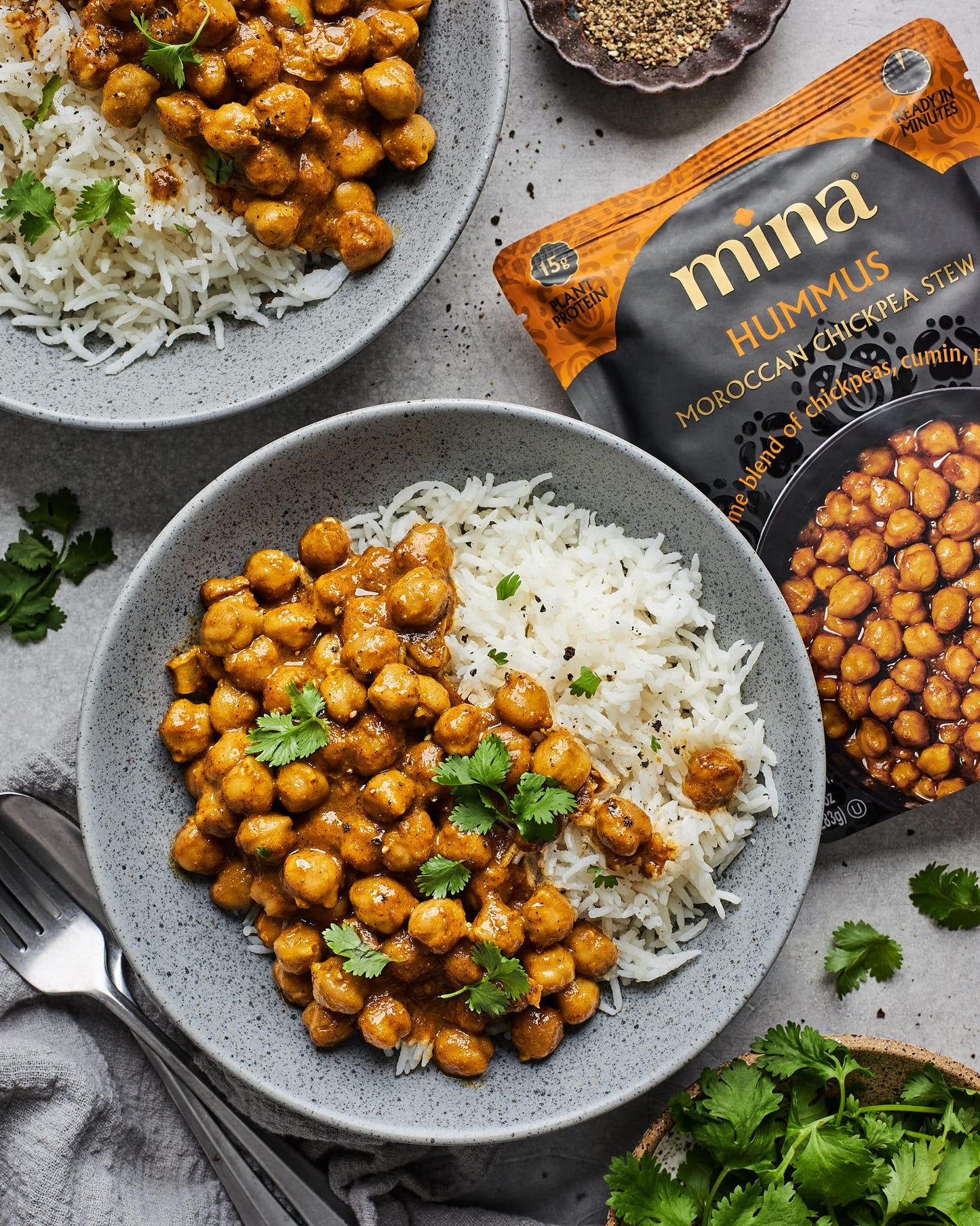 Mina Moroccan Chickpeas, Ready to Eat, Chickpeas High In Plant Based Protein, Vegan, Non-GMO, Gluten Free, Kosher, Microwavable,