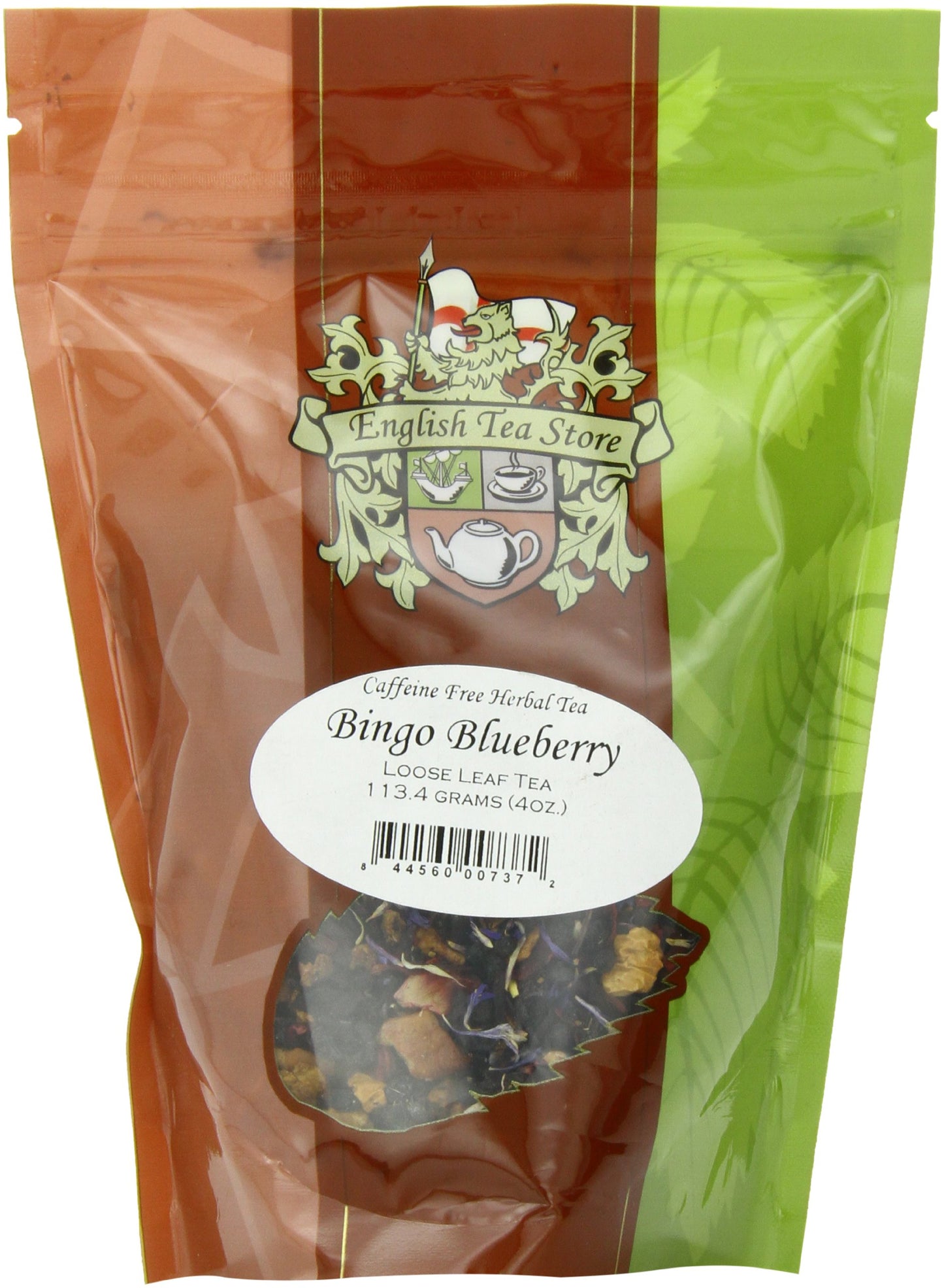 English Tea Store Bingo Blueberry Herbal Tea - Loose Leaf Fruit Tea Blend - Caffeine Free - 4oz - Bold Blueberry Flavor
