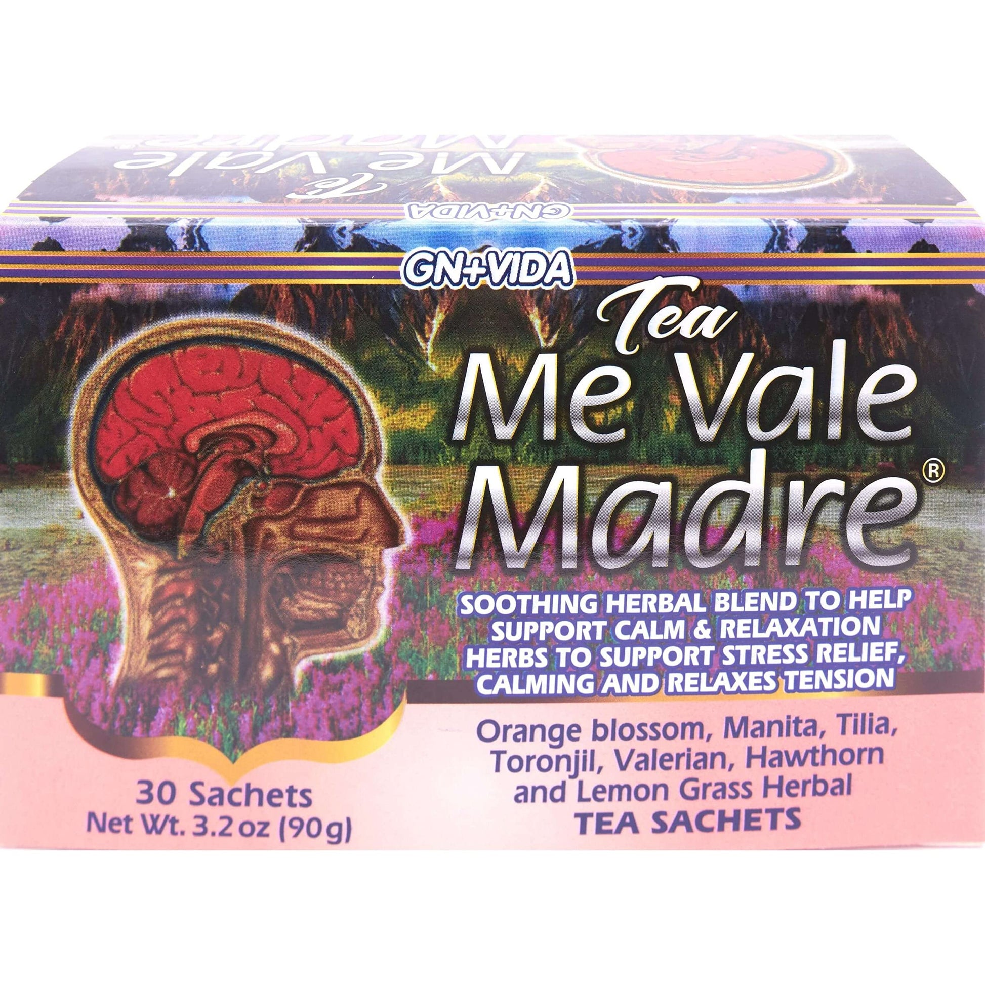 Me Vale Madre Natural Calming Tea: 100% Natural for Relaxation  Support Tranquility and Relief Herbal Tea. Te Relajante y Calmante para Nervios  Tension y Dormir Mejor - 30 Tea Bags