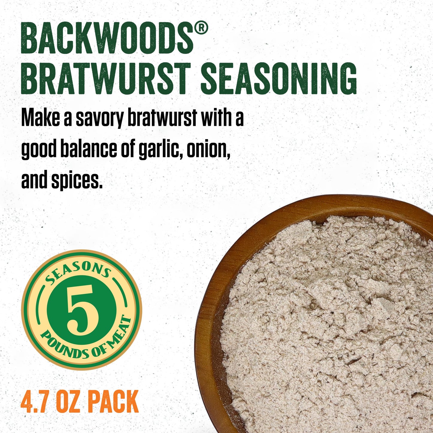 LEM Backwoods Bratwurst Sausage Seasoning - Cures Up to 25 lbs, 23.5 oz Packet, Model 9276