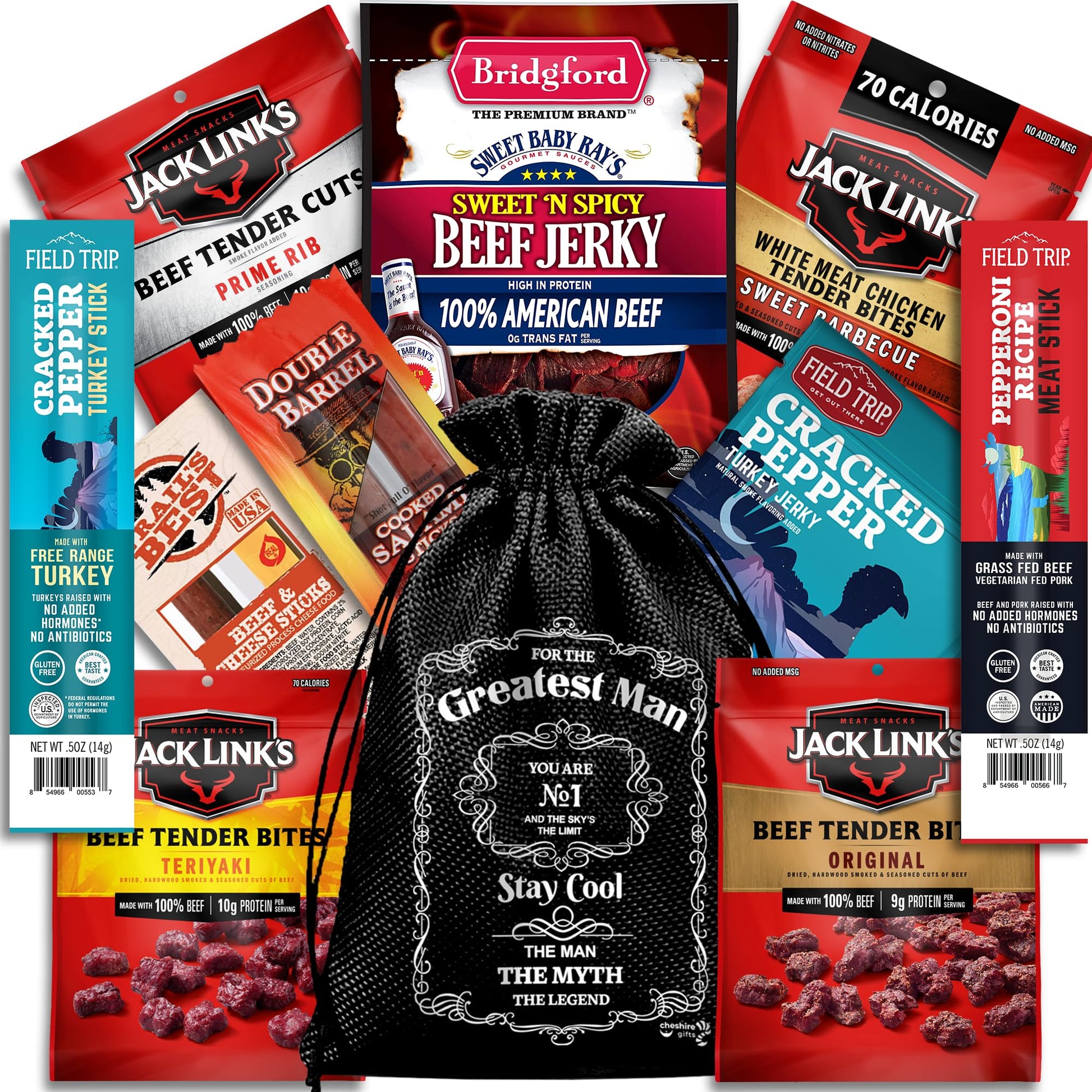 Beef Jerky Gift Baskets For Men - Meat And Cheese Gift Baskets, Birthday Gifts For Men Who Have Everything With Beef Jerky Variety Pack - Gifts For Dad & Care Package