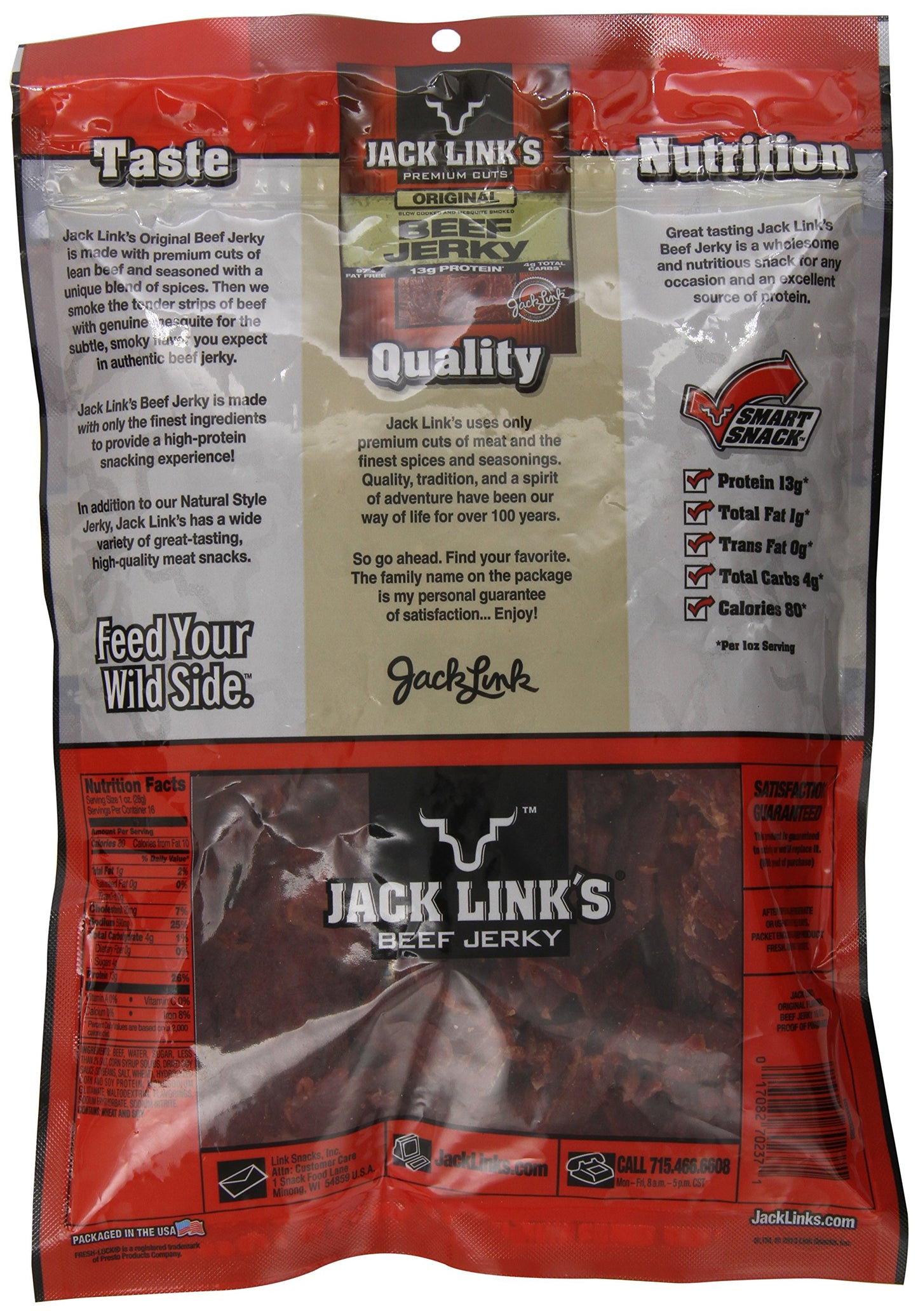 Jack Links Jerky Original, 16 Ounce, 1 Pound (Pack of 1), Model 234613