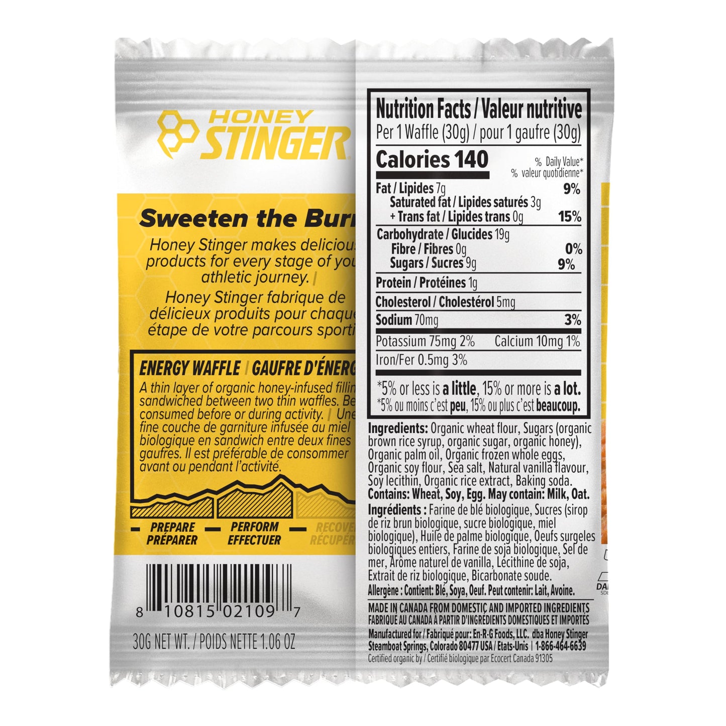 HONEY STINGER Organic Vanilla Waffles 12 Count, 1.06 OZ