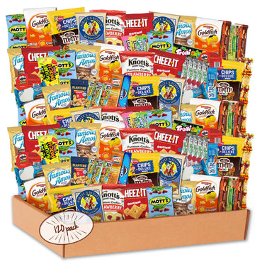 Snack Box Care Package (120 Count) candy Variety Snacks Gift Box - College Students, Military, Work or Home - Chips Cookies & Ca