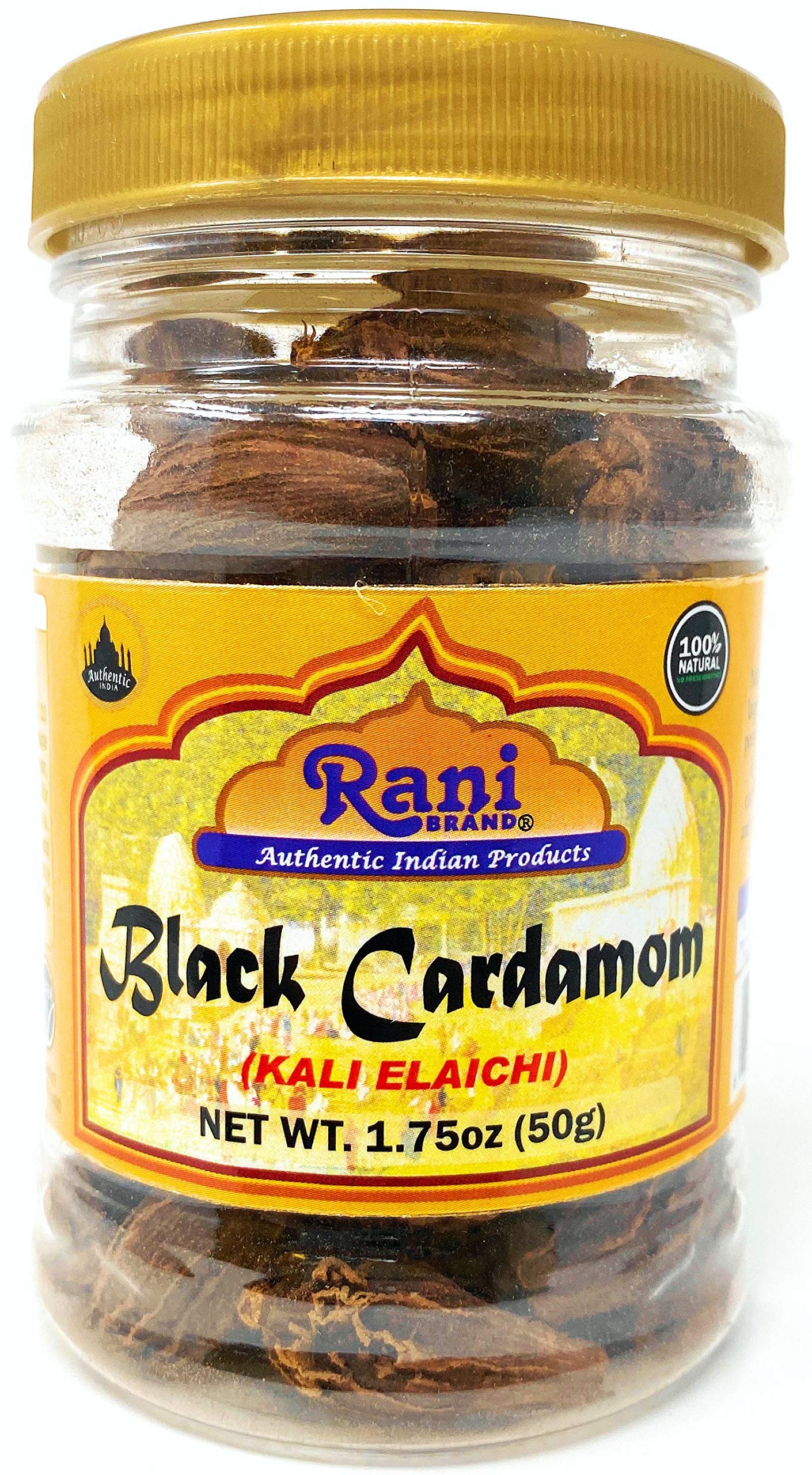 Rani Black Cardamom Pods (Kali Elachi) Whole Indian Spice 1.75Oz (50G) Pet Jar ~ All Natural | Vegan | Gluten Friendly | Non-Gmo | Indian Origin ~ Smokey | Tsaoko | Cao Guo | Bach Dan Khau | Badi