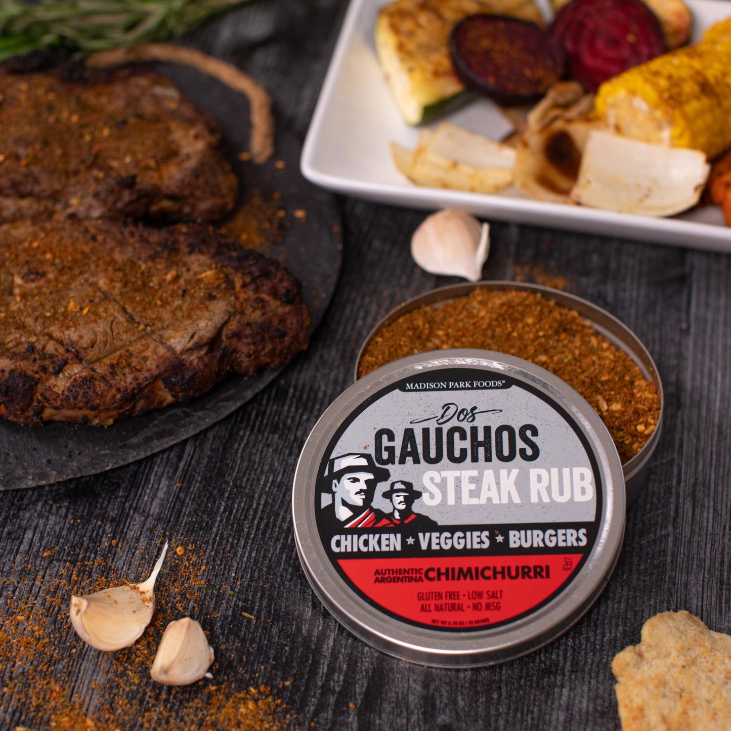 2-Dos Gauchos Steak Rub Argentine Chimichurri Seasoning - Easy Chimichurri Sauce and Authentic Marinade - Argentina Food and Gif