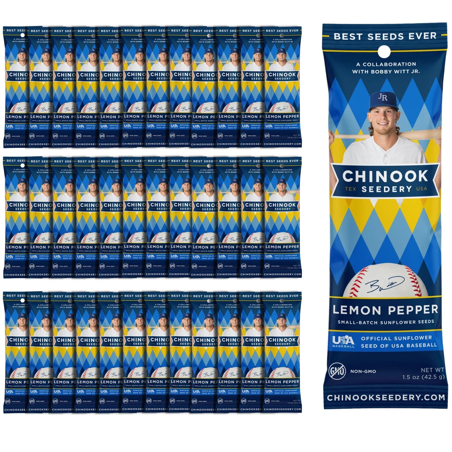 Chinook Seedery Roasted Sunflower Seeds - Lemon Pepper, Keto Snack, 1.5 oz (Pack of 36), Gluten Free, Non-GMO
