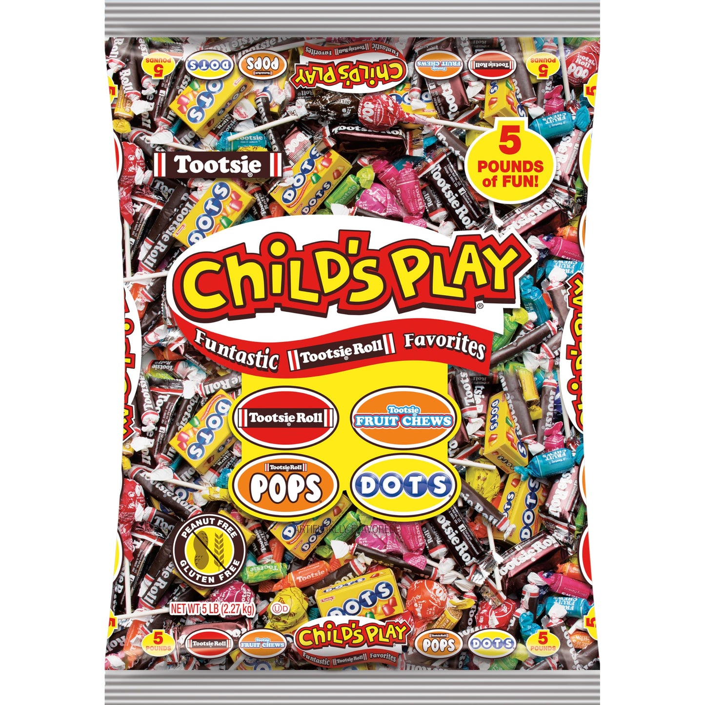 Tootsie Roll Childs Play Candy Favorites with Bonus Mobile Game, 5 Pounds of Individually Wrapped Party Candy - Funtastic Candy