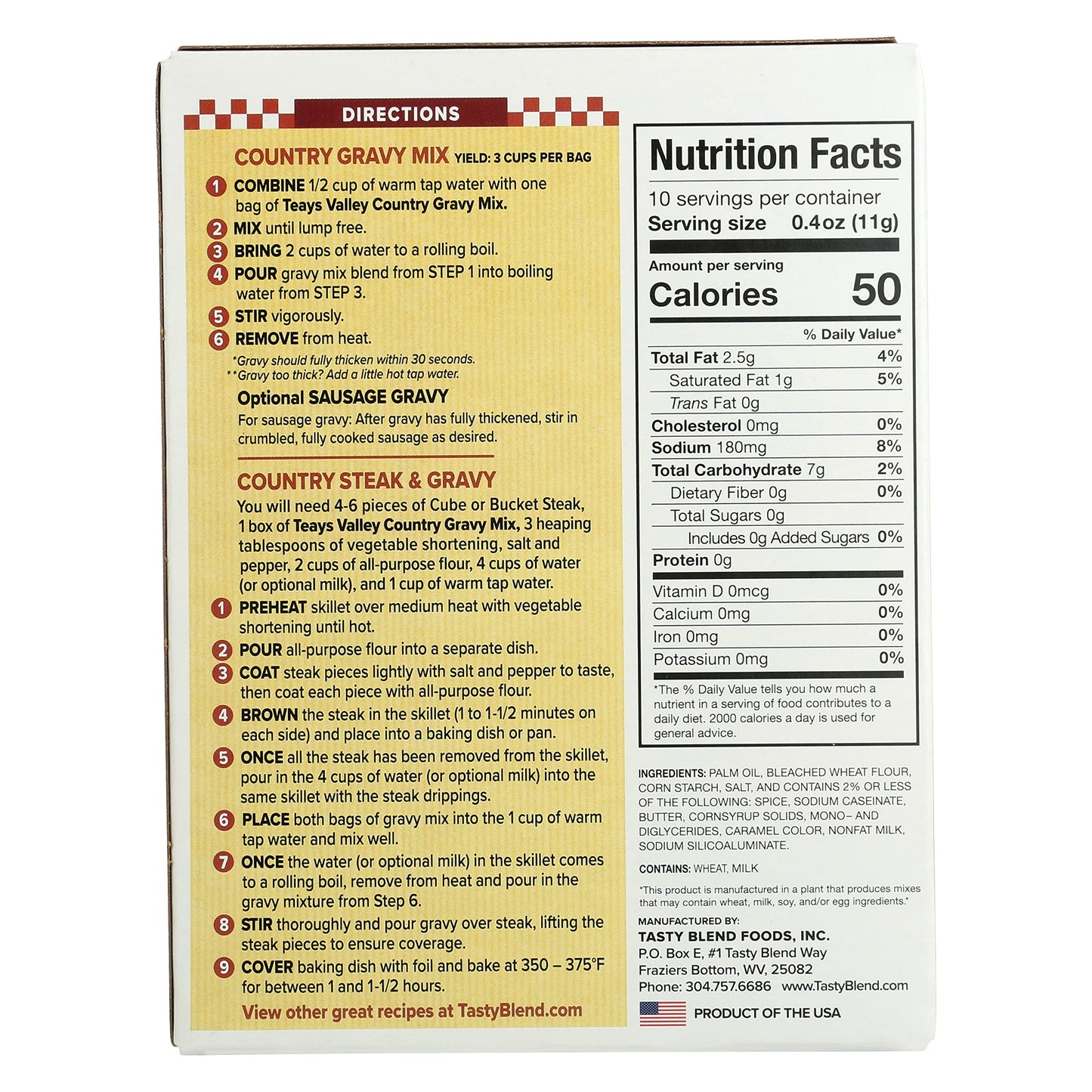 Teays Valley Country Gravy Mix (Pack Of 3) 7.5 Ounce