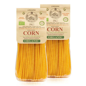 MORELLI Organic Gluten Free Linguine Pasta, Vegan Corn Noodles, 8.8 oz (Pack of 2), Yellow, Imported from Italy