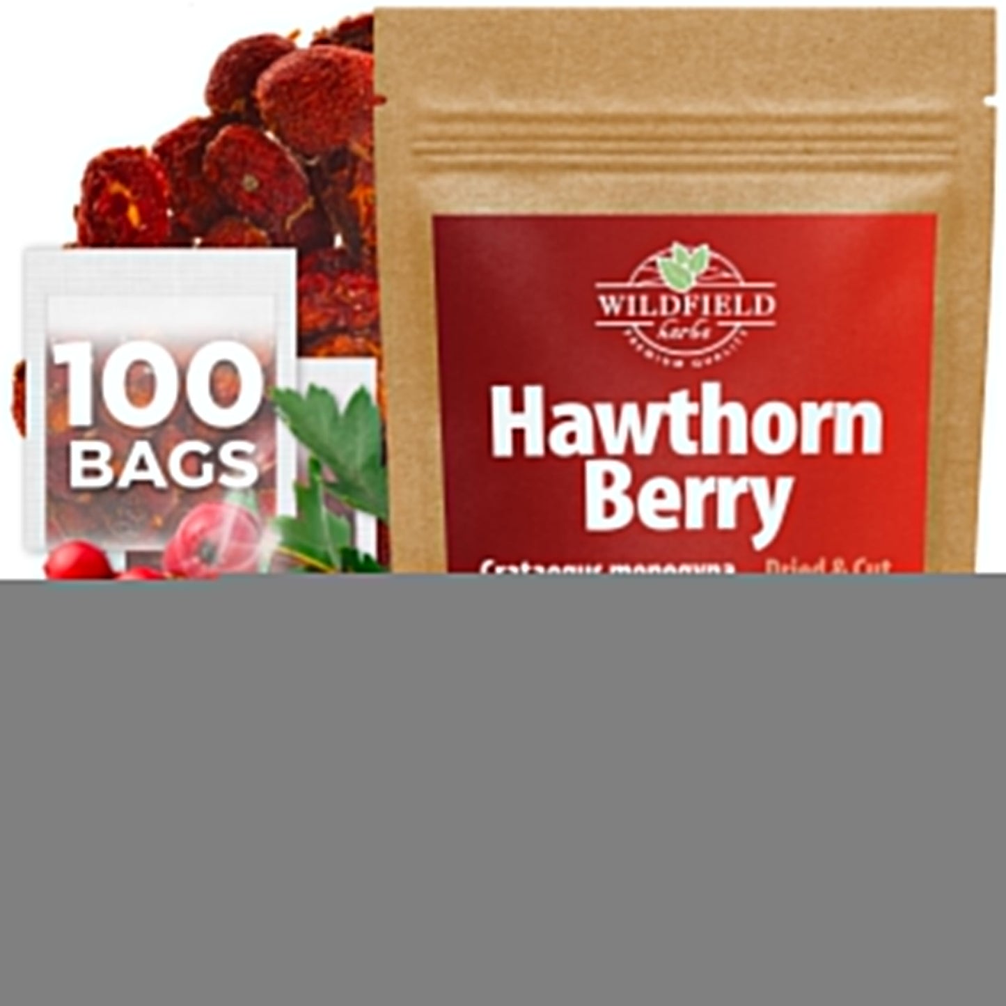 100 Bags Hawthorn Berry Herbal Tea (Crataegi Fructus) - 100 Tea Bags 1.5G Hawthorn Fruit Espino Blanco