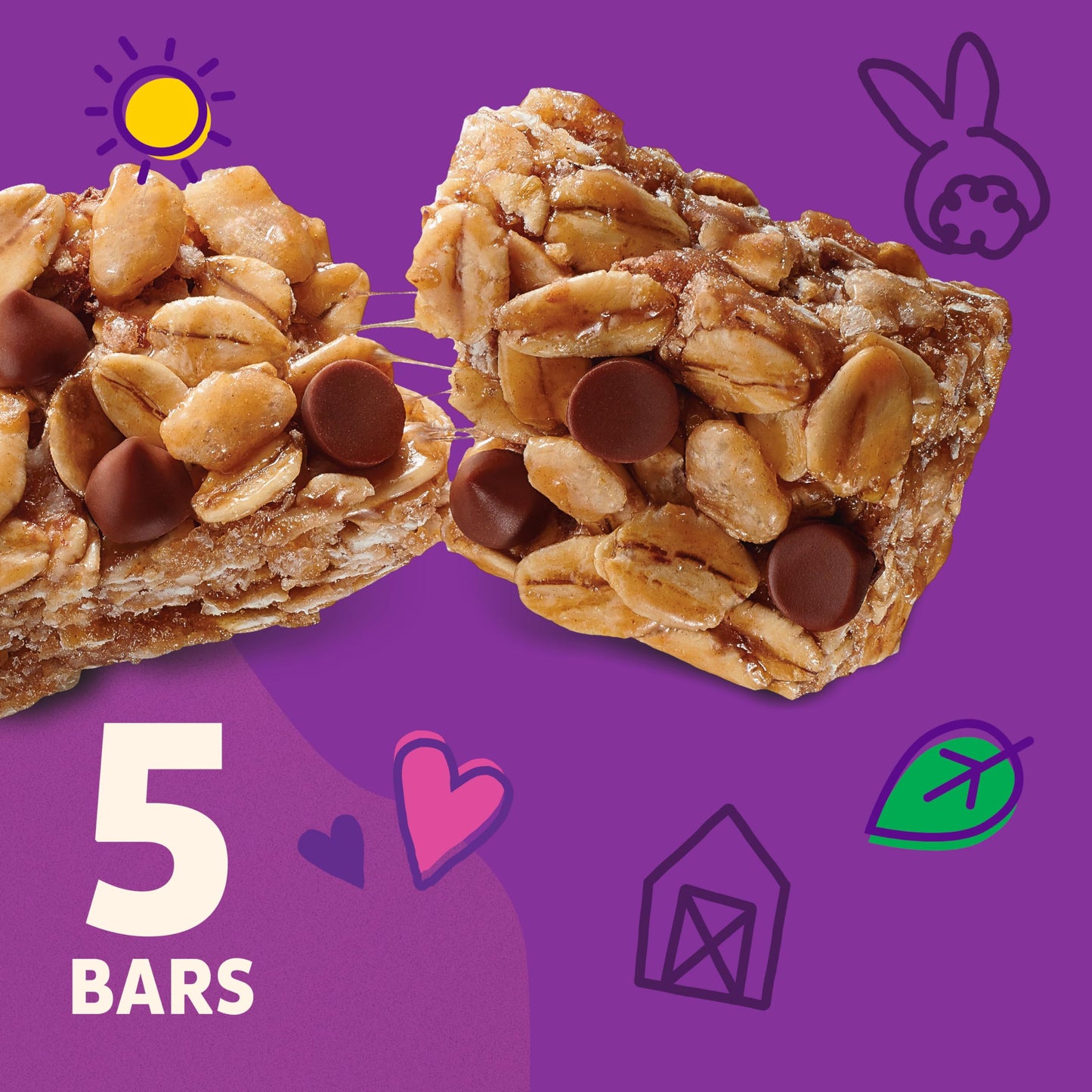 Annies Chewy Granola Bars, Sunflower Butter Chocolate Chip, Organic Snacks, 5 Count, 4.45 oz