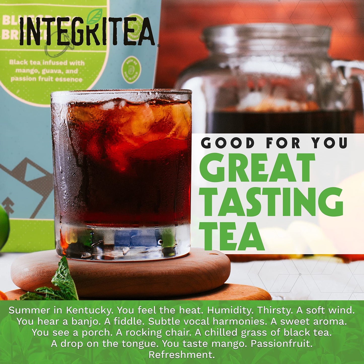 Integritea Integritea Bluegrass Breeze Hot Or Cold Brew Organic Black Tea Bags Infused With Guava Passion Fruit Mango Tea - 6-Ba