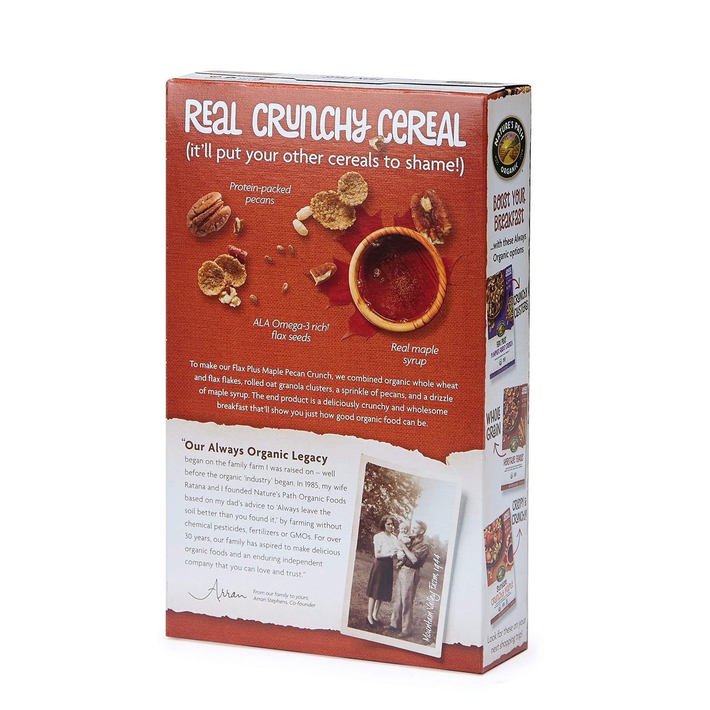 Natures Path Organic Flax Plus Maple Pecan Crunch Cereal, 11.5 Ounce (Pack of 6), Non-GMO, 25g Whole Grains, 7g Plant Based Prot