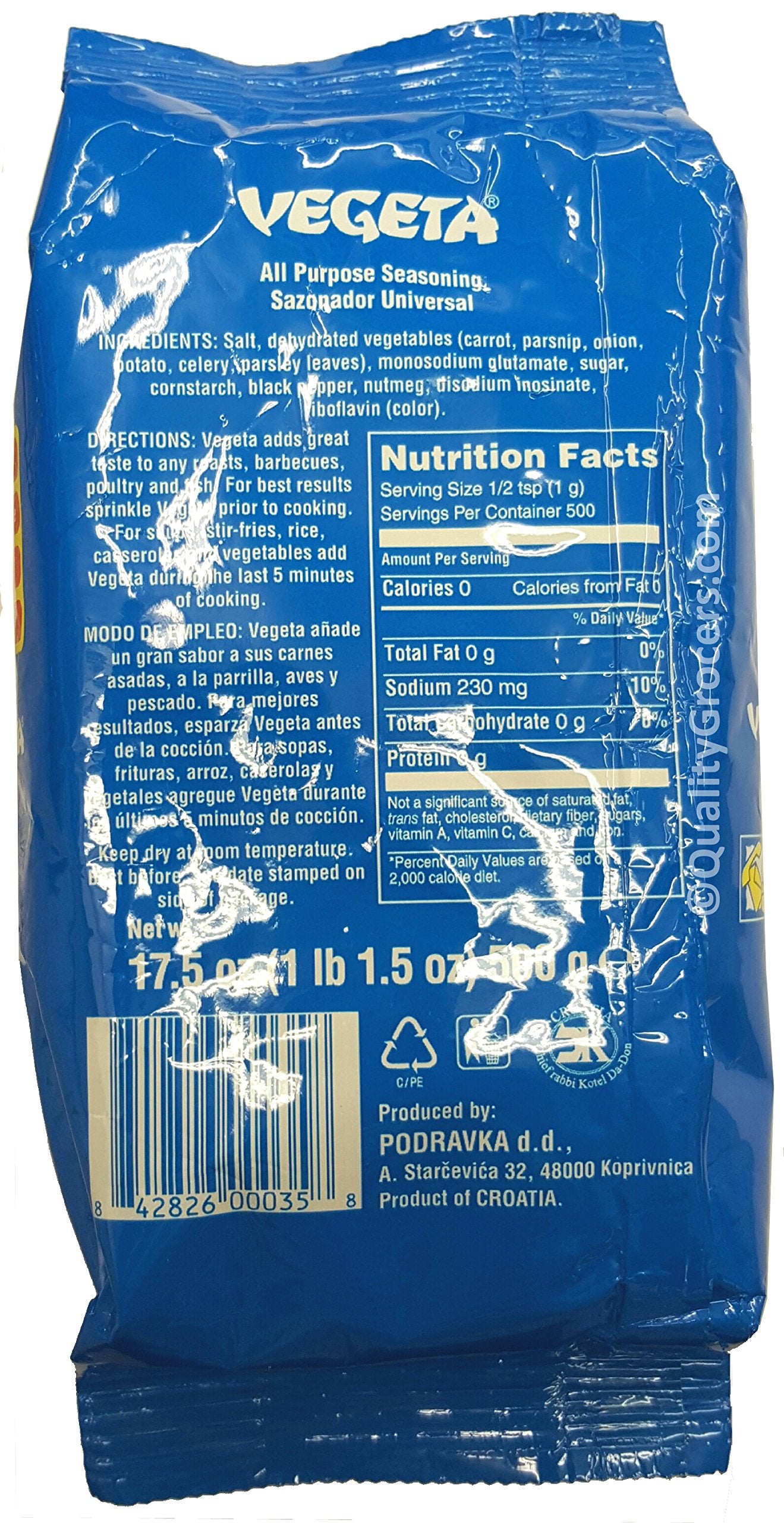 Podravka Vegeta All Purpose Seasoning 17.5Oz Or 500G