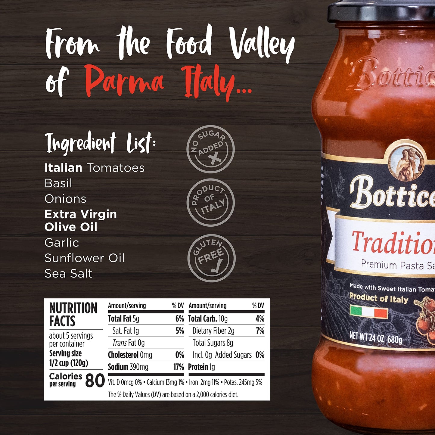 Botticelli Traditional Pasta Sauce - Premium Italian Spaghetti Sauce - Tomato Sauce - 24Oz (2- Pack)