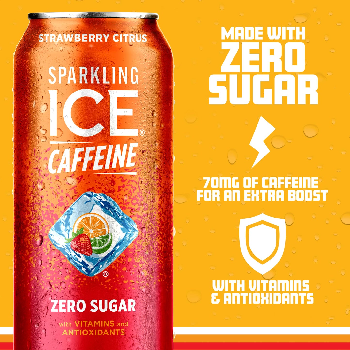 Sparkling ICE Strawberry Citrus Sparkling Water, Zero Sugar, 16 fl oz Cans, Pack of 12
