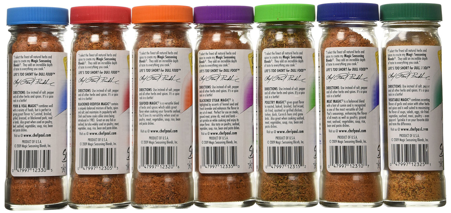 Chef Paul Prudhomme's Magic Seasoning Blends ~ Magic 7-Pack, Qty. 7 2-Ounce Bottles