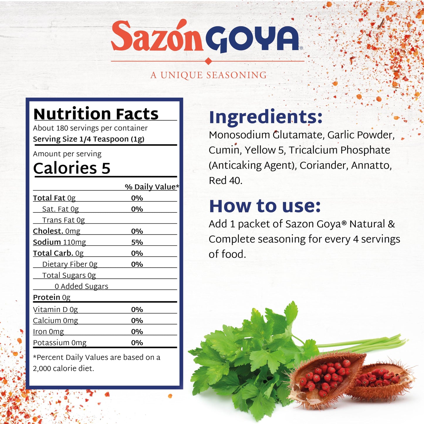 Goya Sazon Con Culantro Y Achiote 6.33Oz Jumbo Pack-( 2 Pack Super Saver ) Low Sodium Seasoning
