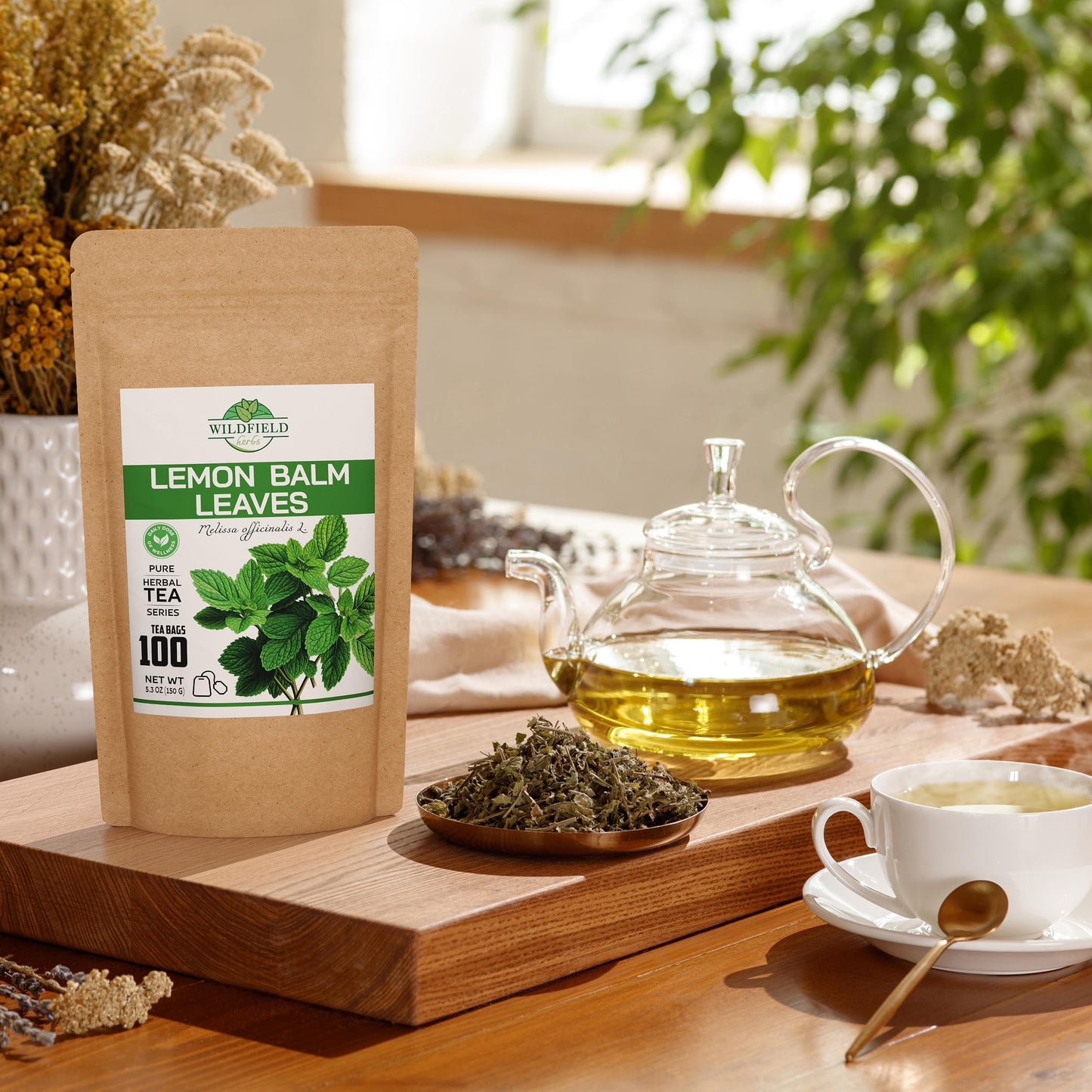 100 Bags Dried Lemon Balm Herb Frontier Loose Lemon Balm Tea (Melissa Officinalis Tea) - 100 Count 1.5 G Bags Melissa Herb Te De