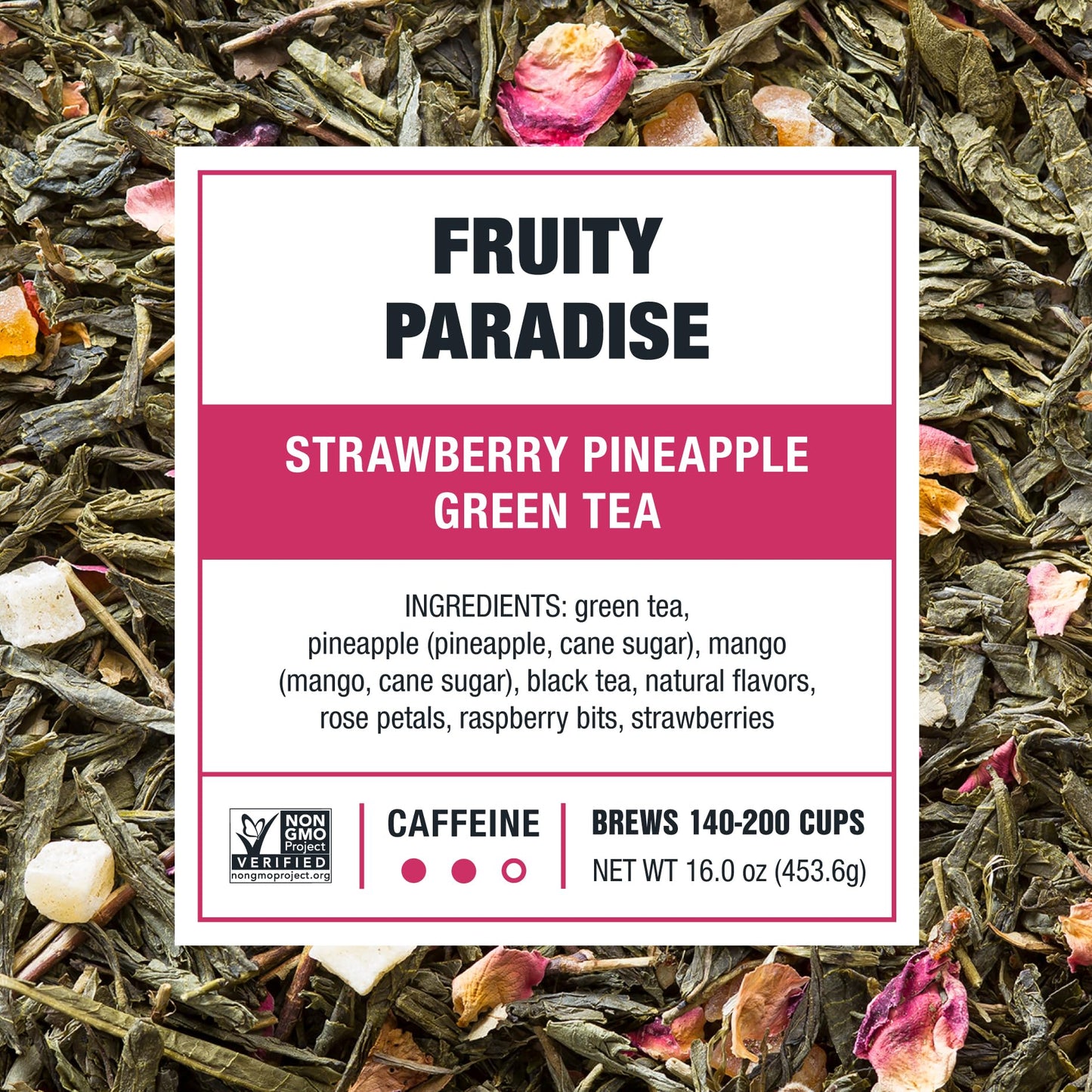 Tiesta Tea Fruity Paradise Loose Leaf Green Tea, Medium Caffeine, 1 lb Bulk Bag, 200 Cups