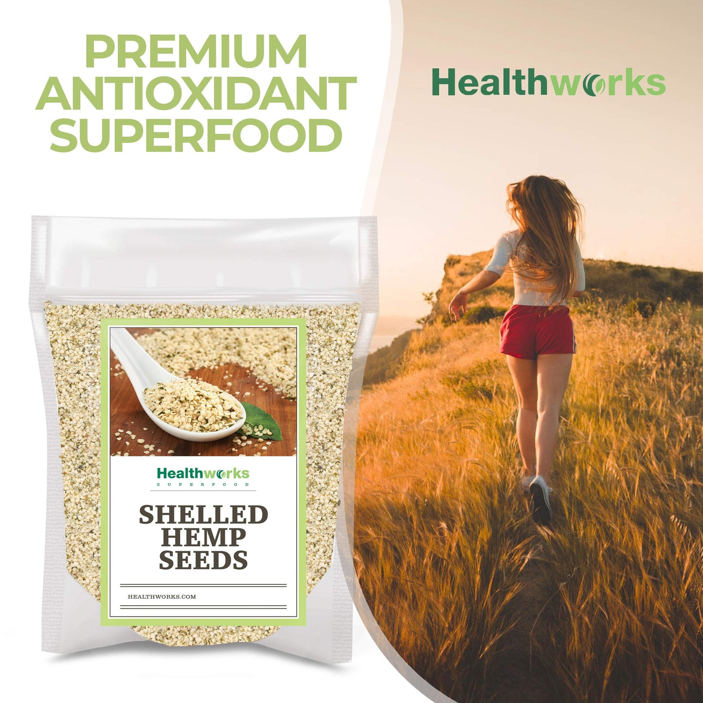 Healthworks Shelled Hemp Seeds - Premium All-Natural - 32 Oz (2 Lbs) - Contains Omega 3 & 6, Fiber, and Protein