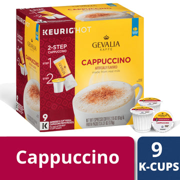 Gevalia Cappuccino Espresso K-Cup Coffee Pods (9 Pods And Froth Packets)