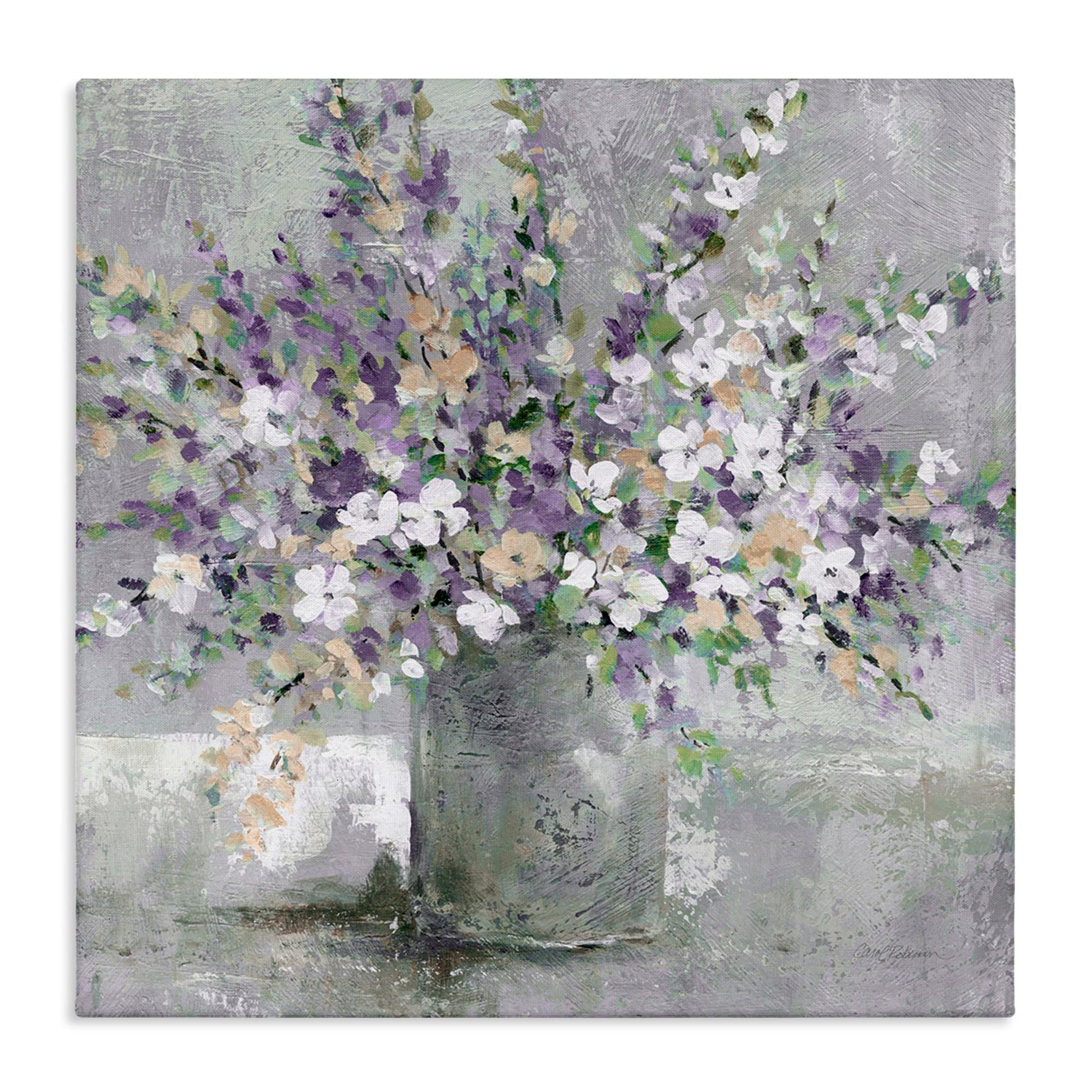 Stupell Industries Blossoming Aster Flower Bouquet Soft Purple Bouquet Painting Canvas Wall Art, Design by Carol Robinson