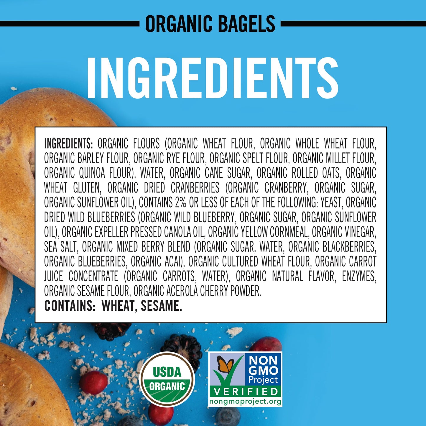 Daves Killer Bread Boomin Berry Bagels, Cranberry, Blueberry, Blackberry and Acai Bagels, 5 Count
