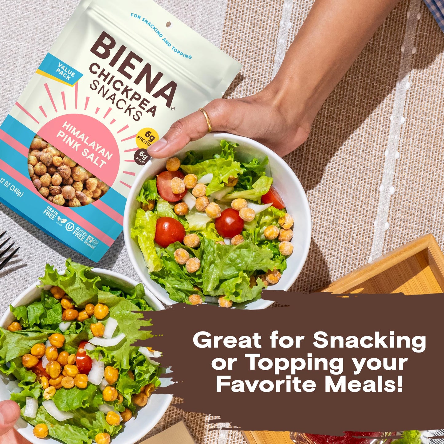 BIENA Chickpea Snacks - Crunchy Roasted Chickpeas - High Fiber Vegan Protein Snacks for Adults and Kids - Individual Pack - Hima