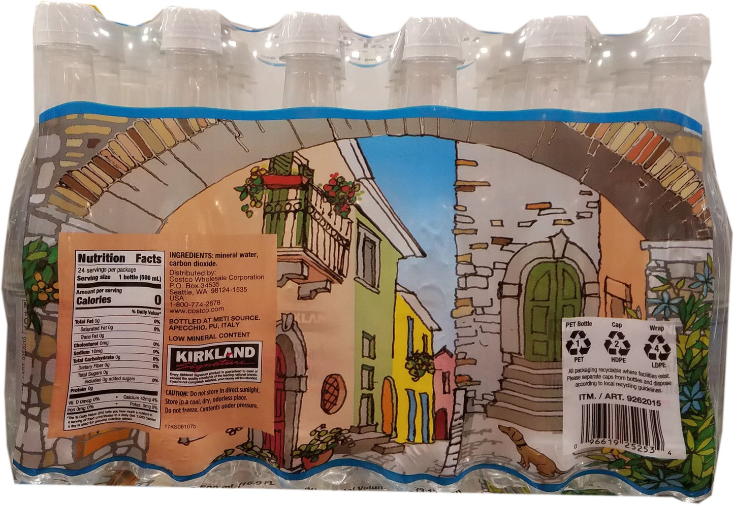 Kirkland Signature Italian Sparkling Water, 16.9 fl oz, 24 Pack, 405.6 Fl Oz Total