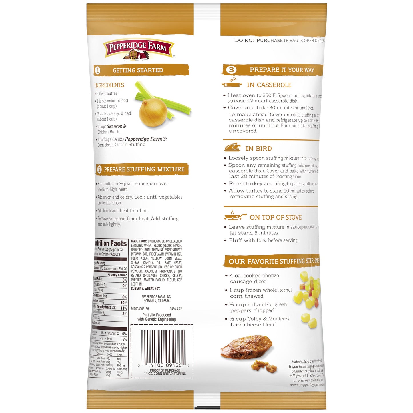 Pepperidge Farm Cornbread Stuffing 14 Oz